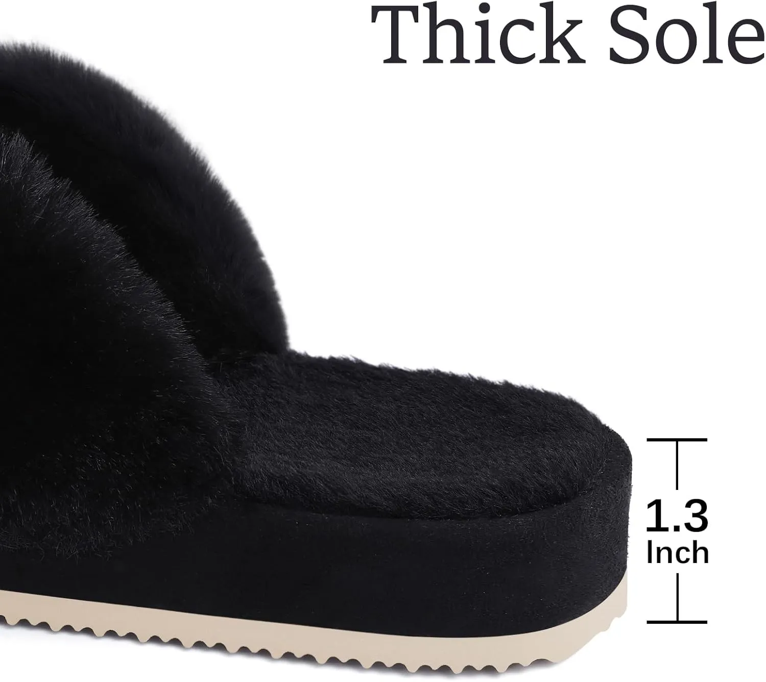 Comwarm Women's Cross Band Fuzzy Slippers Fluffy Open Toe House Slippers Cozy Plush Bedroom Shoes Indoor Outdoor