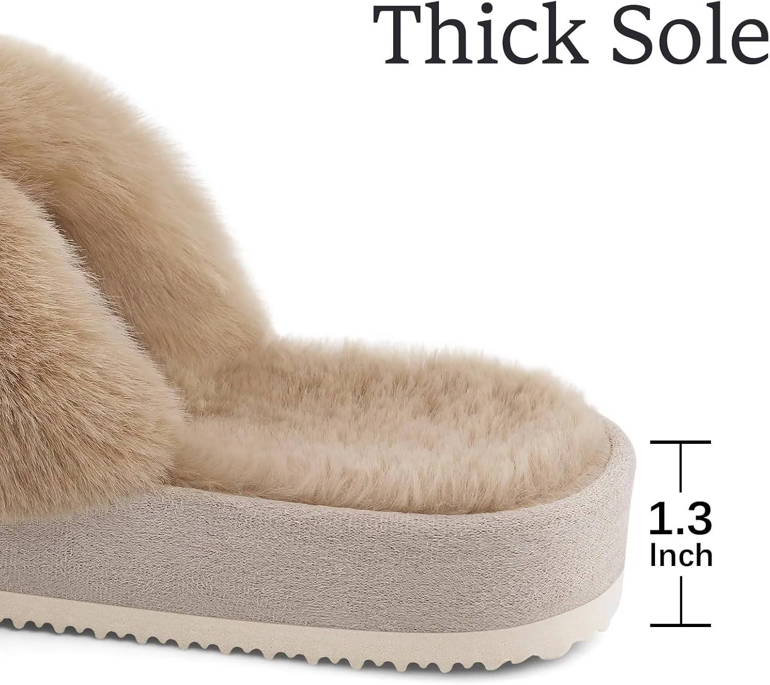 Comwarm Women's Cross Band Fuzzy Slippers Fluffy Open Toe House Slippers Cozy Plush Bedroom Shoes Indoor Outdoor