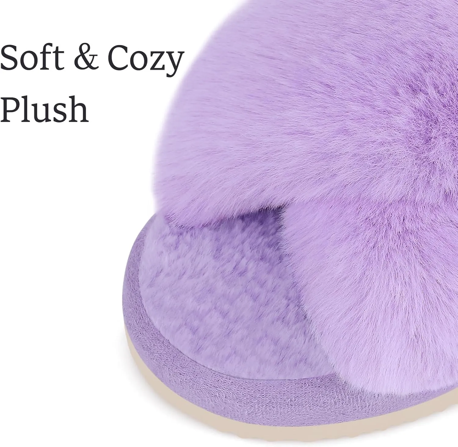 Comwarm Women's Cross Band Fuzzy Slippers Fluffy Open Toe House Slippers Cozy Plush Bedroom Shoes Indoor Outdoor