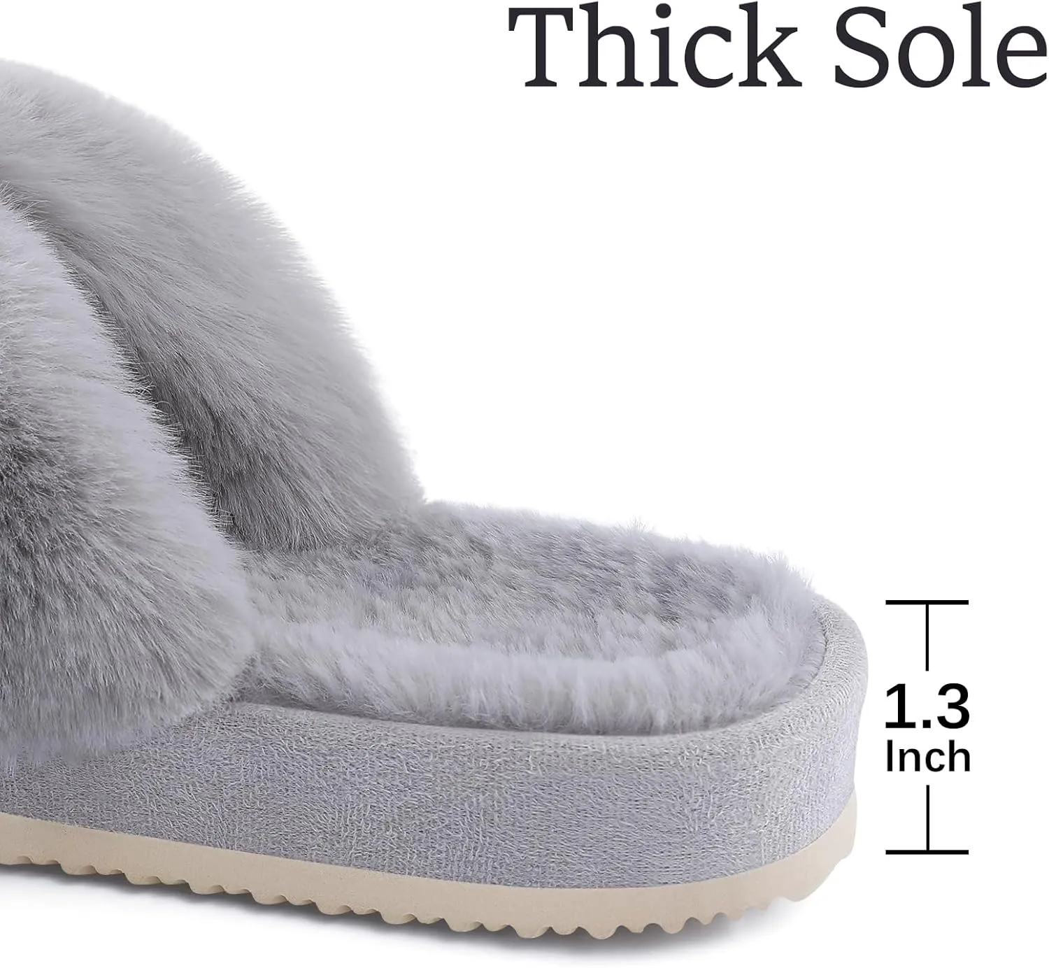 Comwarm Women's Cross Band Fuzzy Slippers Fluffy Open Toe House Slippers Cozy Plush Bedroom Shoes Indoor Outdoor