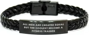 Cool Fitness Trainer Engraved Leather Interlaced Accessories Gifts for Him on Valentine's from Sweetheart to Husband