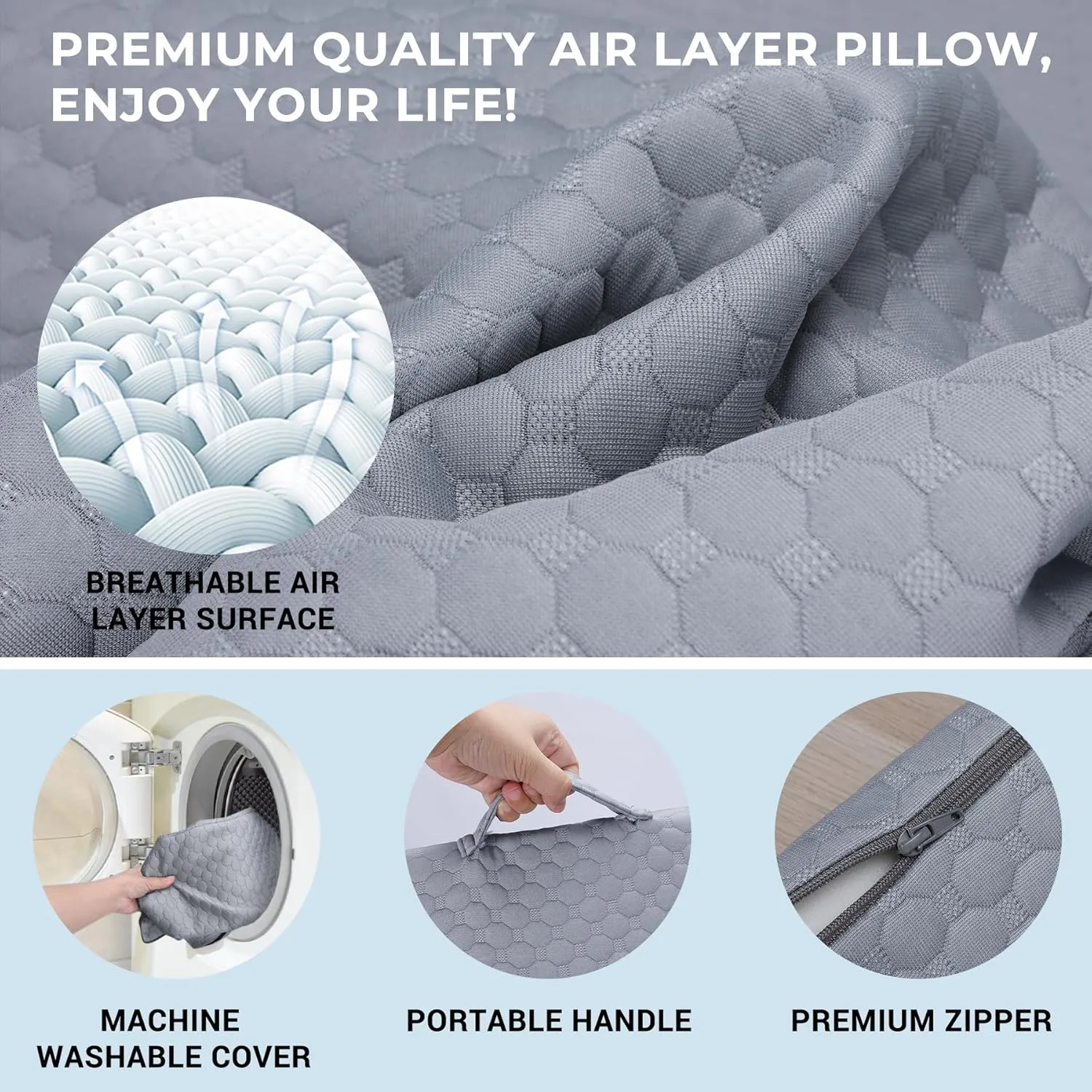 COOLBEBE Bed Wedge Pillow for Sleeping, Air Layer Adjustable Wedge Pillow for Snoring and After Surgery - 9 & 11 Inch, Elevated Triangle Wedge for Back Pain Relief, Acid Reflux, Leg Support
