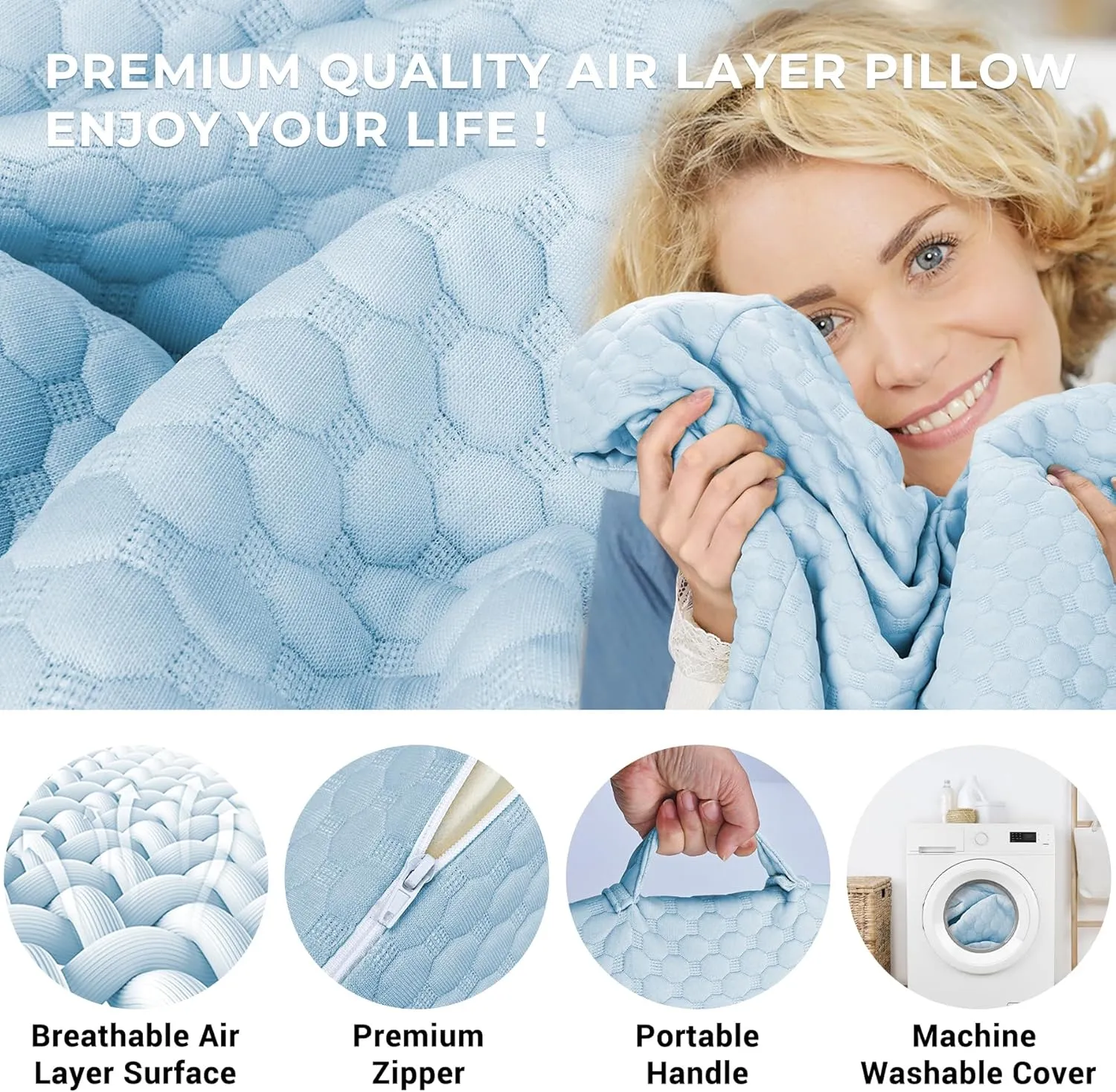 COOLBEBE Wedge Pillow for Snoring and After Surgery, Adjustable Folding Bed Wedge Pillow for Sleeping - 9 & 11 Inch, Elevated Triangle Wedge for Back Pain Relief, Acid Reflux(Blue)