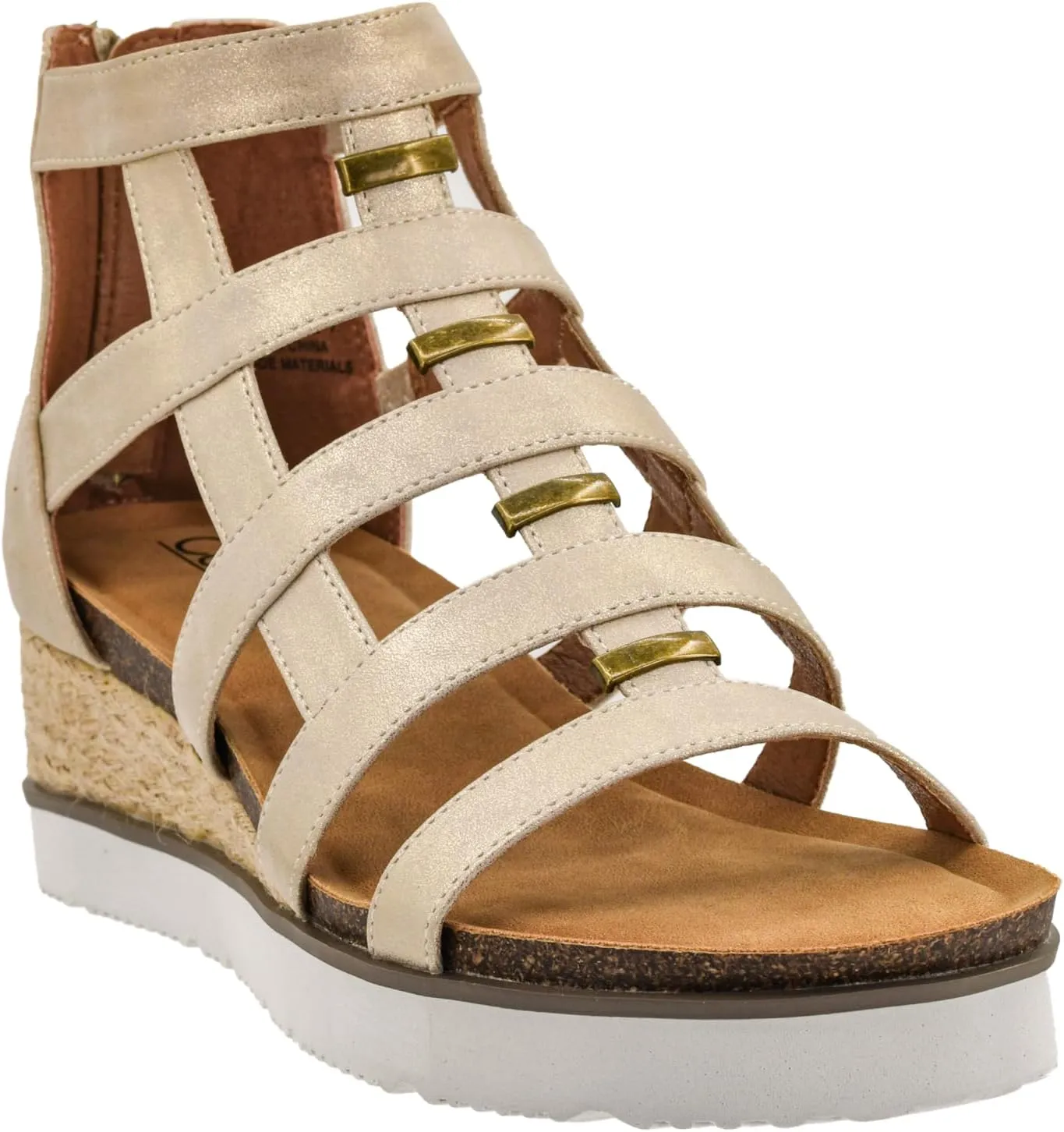 Corkys Footwear Hey Girl Women's Caged Animal Wedge Sandals - Featuring a 2-inch Heel, A Strappy Upper, Metal Accents, A Full Back Zip, and Comfortable Cushioned Insoles