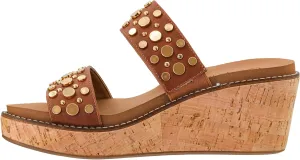 Corkys Footwear Womens Bad Habit Wedge Sandals - Featuring a 2.5-Inch Heel, Double Strap with Metal Studs, and A Plush EVA Insole For All Day Comfort and Wear