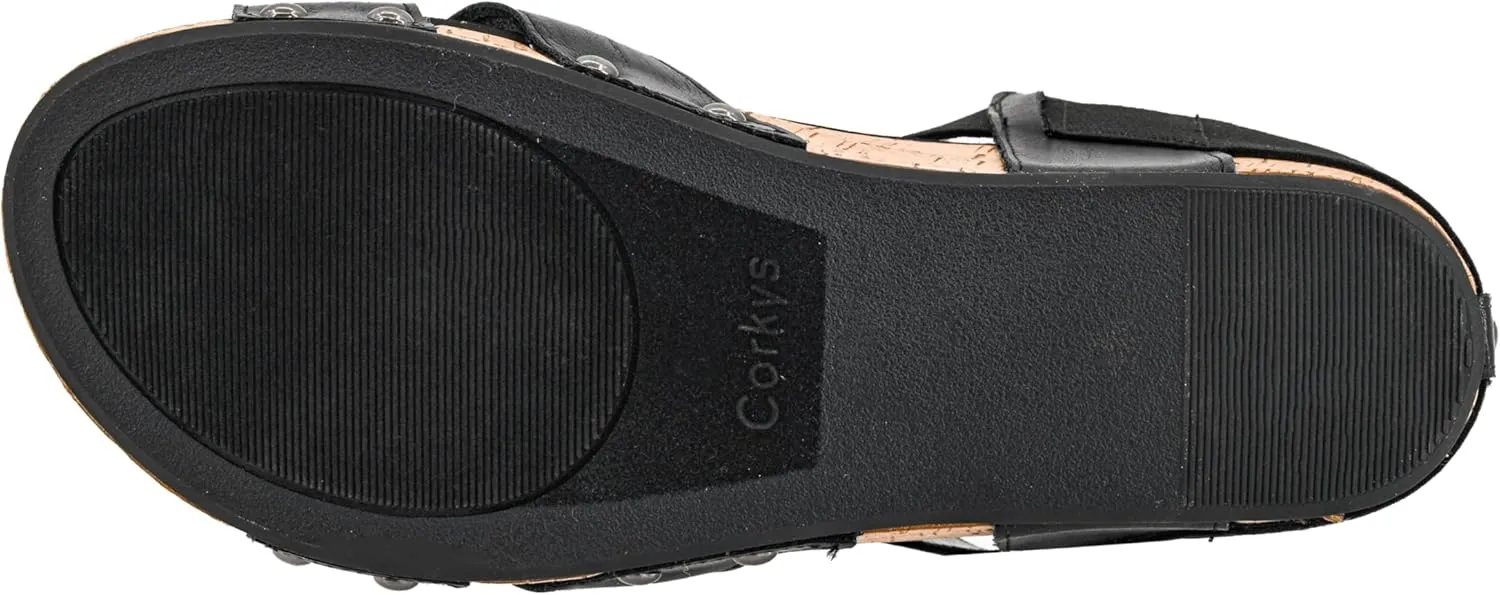 Corkys Footwear Women's Better With Time 2-Inch Wedge - Timeless Wide Toe Strap With Cut Outs, Elastic Gore Strap Around Ankle, And EVA Insoles For All-Day Comfort
