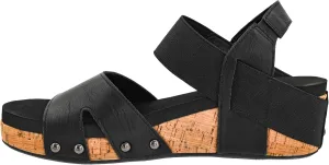 Corkys Footwear Women's Better With Time 2-Inch Wedge - Timeless Wide Toe Strap With Cut Outs, Elastic Gore Strap Around Ankle, And EVA Insoles For All-Day Comfort