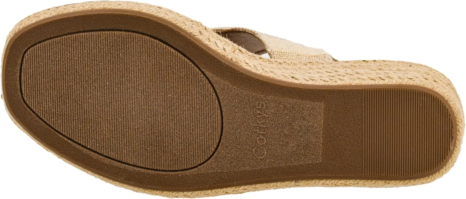 Corkys Footwear Women's K Bye Wedge Sandals with 3-Inch Heel - Comfort-Enhancing EVA Insoles, Hook and Loop Closure, and Stylish Jute Wrapped Bottom Design