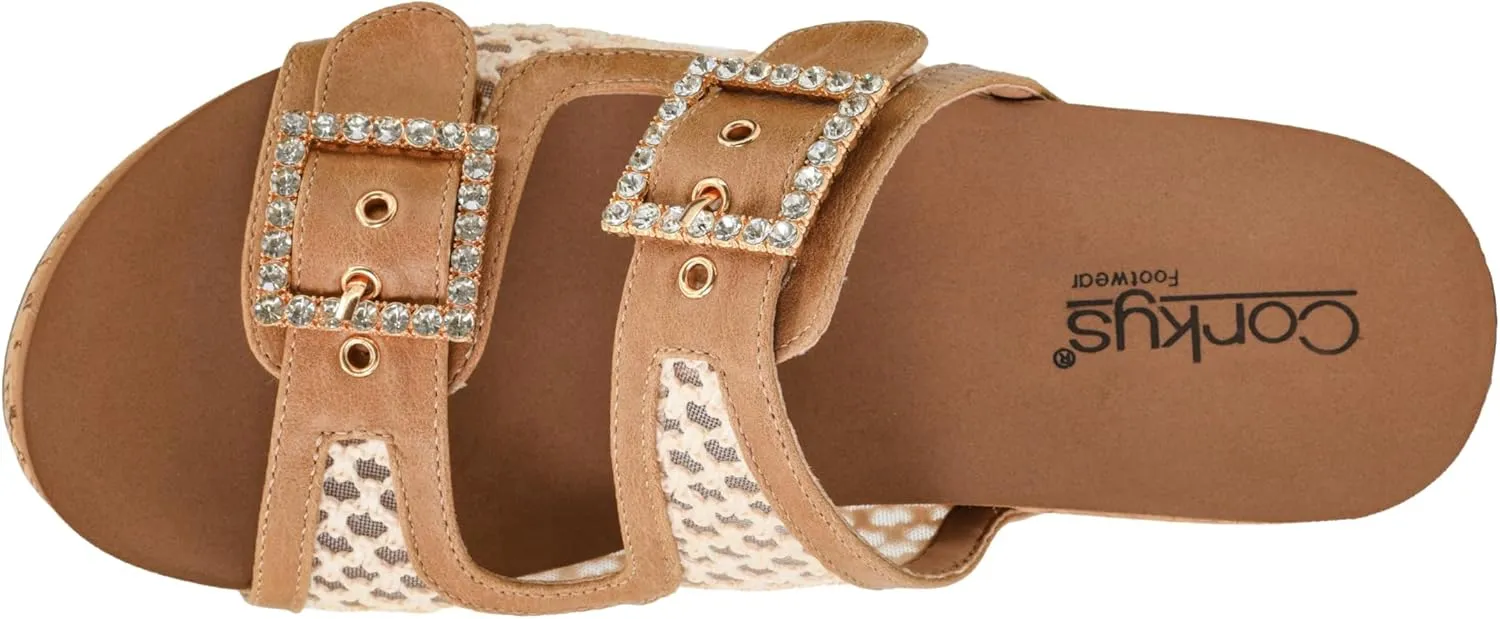 Corkys Footwear Womens Main Squeeze Wedge - Featuring a 2.5-Inch Wedge, Two Fully Adjustable Rhinestone Buckles, Comfortable EVA Insoles for All-Day Wear