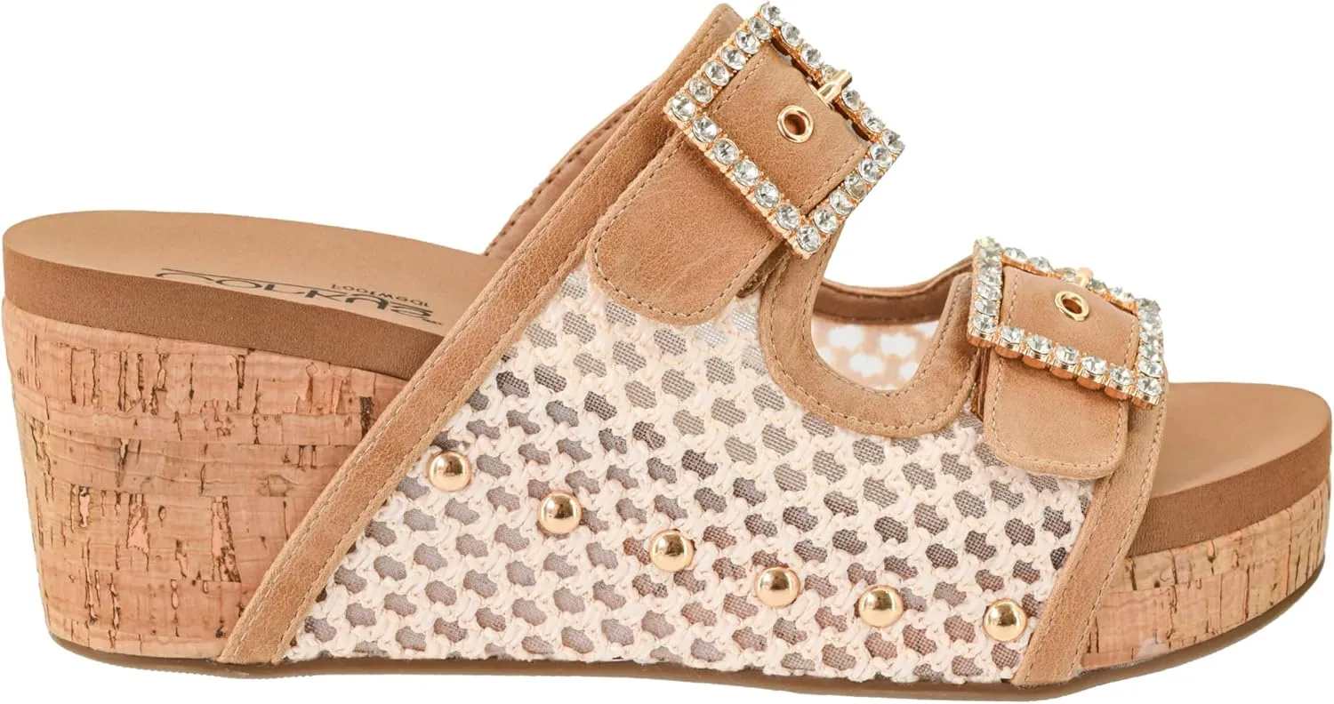 Corkys Footwear Womens Main Squeeze Wedge - Featuring a 2.5-Inch Wedge, Two Fully Adjustable Rhinestone Buckles, Comfortable EVA Insoles for All-Day Wear