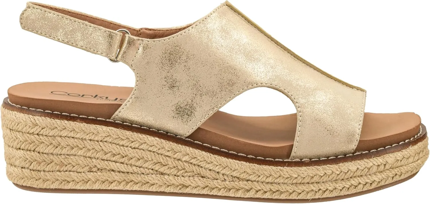 Corkys Footwear Women's Ready Or Not Wedge Sandals with 2-Inch Heel - Comfort-Enhancing EVA Insoles, Hook and Loop Closure, and Stylish Jute Wrapped Bottom Design