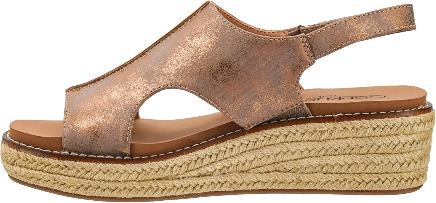 Corkys Footwear Women's Ready Or Not Wedge Sandals with 2-Inch Heel - Comfort-Enhancing EVA Insoles, Hook and Loop Closure, and Stylish Jute Wrapped Bottom Design