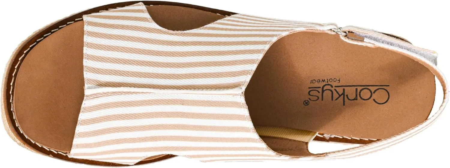 Corkys Footwear Women's Ready Or Not Wedge Sandals with 2-Inch Heel - Comfort-Enhancing EVA Insoles, Hook and Loop Closure, and Stylish Jute Wrapped Bottom Design