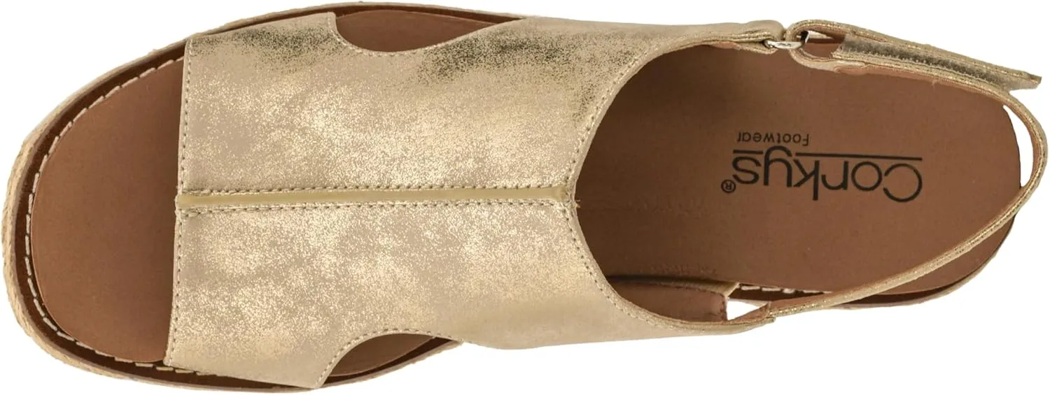 Corkys Footwear Women's Ready Or Not Wedge Sandals with 2-Inch Heel - Comfort-Enhancing EVA Insoles, Hook and Loop Closure, and Stylish Jute Wrapped Bottom Design