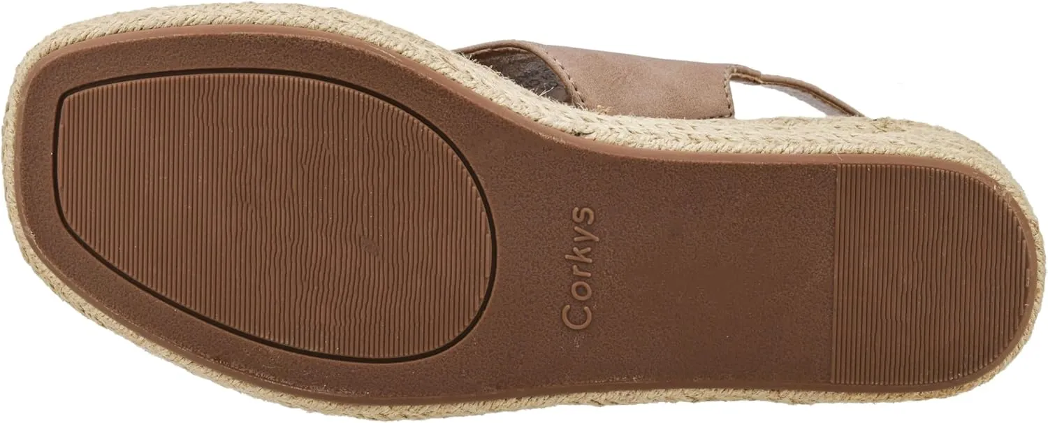 Corkys Footwear Women's Ready Or Not Wedge Sandals with 2-Inch Heel - Comfort-Enhancing EVA Insoles, Hook and Loop Closure, and Stylish Jute Wrapped Bottom Design