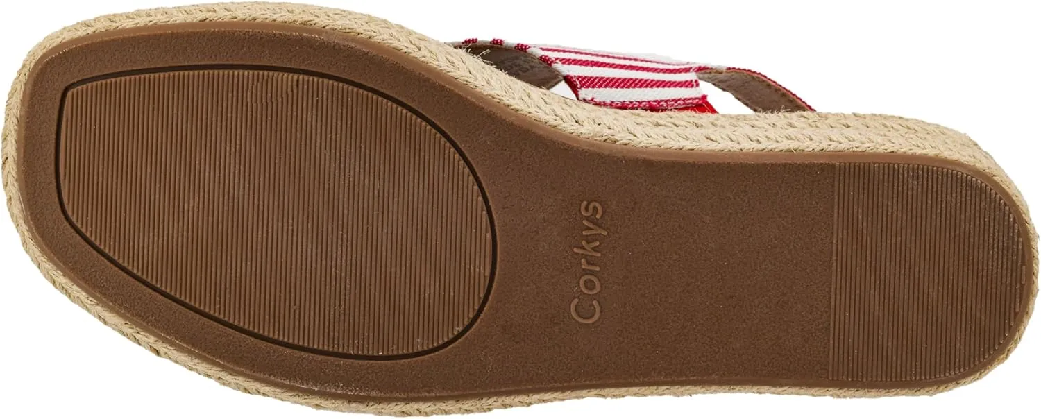 Corkys Footwear Women's Ready Or Not Wedge Sandals with 2-Inch Heel - Comfort-Enhancing EVA Insoles, Hook and Loop Closure, and Stylish Jute Wrapped Bottom Design