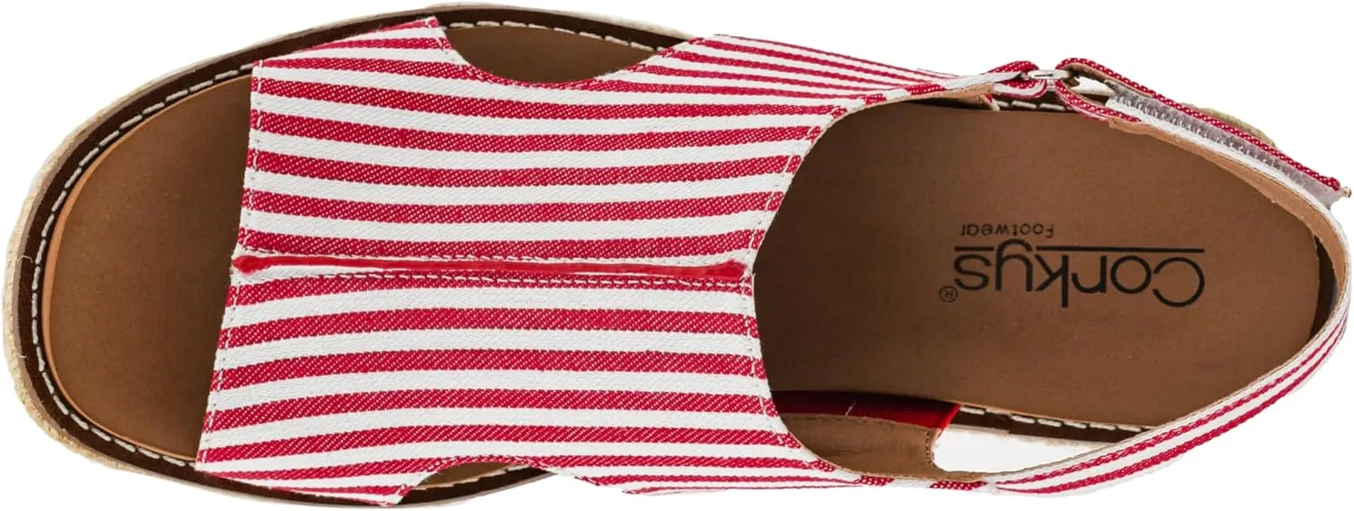 Corkys Footwear Women's Ready Or Not Wedge Sandals with 2-Inch Heel - Comfort-Enhancing EVA Insoles, Hook and Loop Closure, and Stylish Jute Wrapped Bottom Design