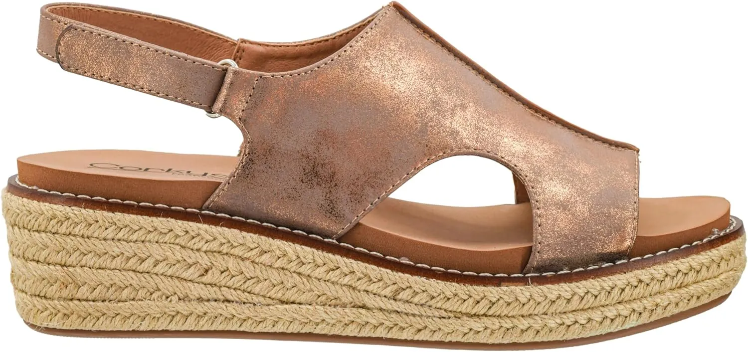 Corkys Footwear Women's Ready Or Not Wedge Sandals with 2-Inch Heel - Comfort-Enhancing EVA Insoles, Hook and Loop Closure, and Stylish Jute Wrapped Bottom Design
