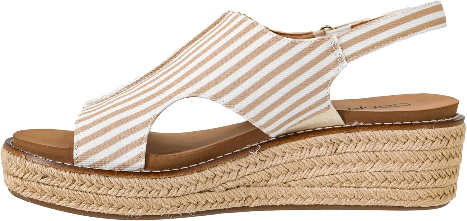 Corkys Footwear Women's Ready Or Not Wedge Sandals with 2-Inch Heel - Comfort-Enhancing EVA Insoles, Hook and Loop Closure, and Stylish Jute Wrapped Bottom Design