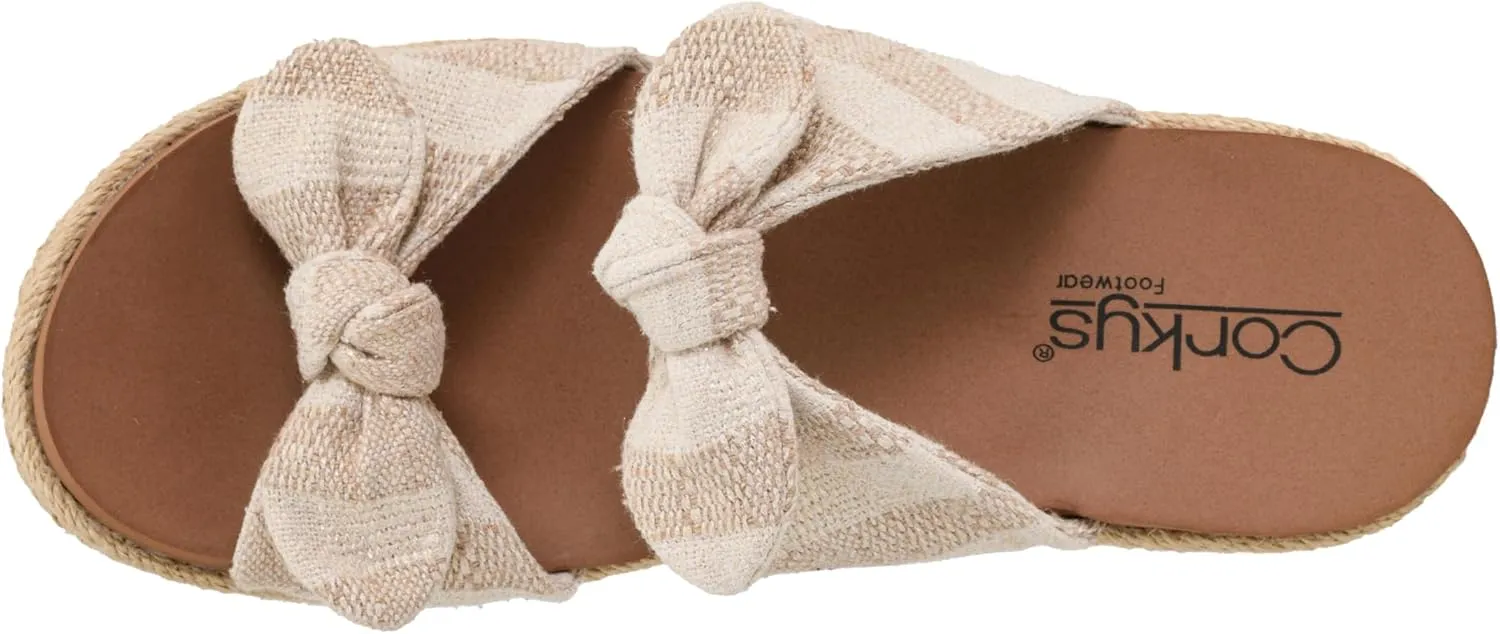 Corkys Footwear Women's Tie The Knot Wedge Sandal - 2.5 Inch Cushioned Wedge, Slip On Closure for Comfort & Style, Perfect for Casual & Dressy Outfits, All Day Wear