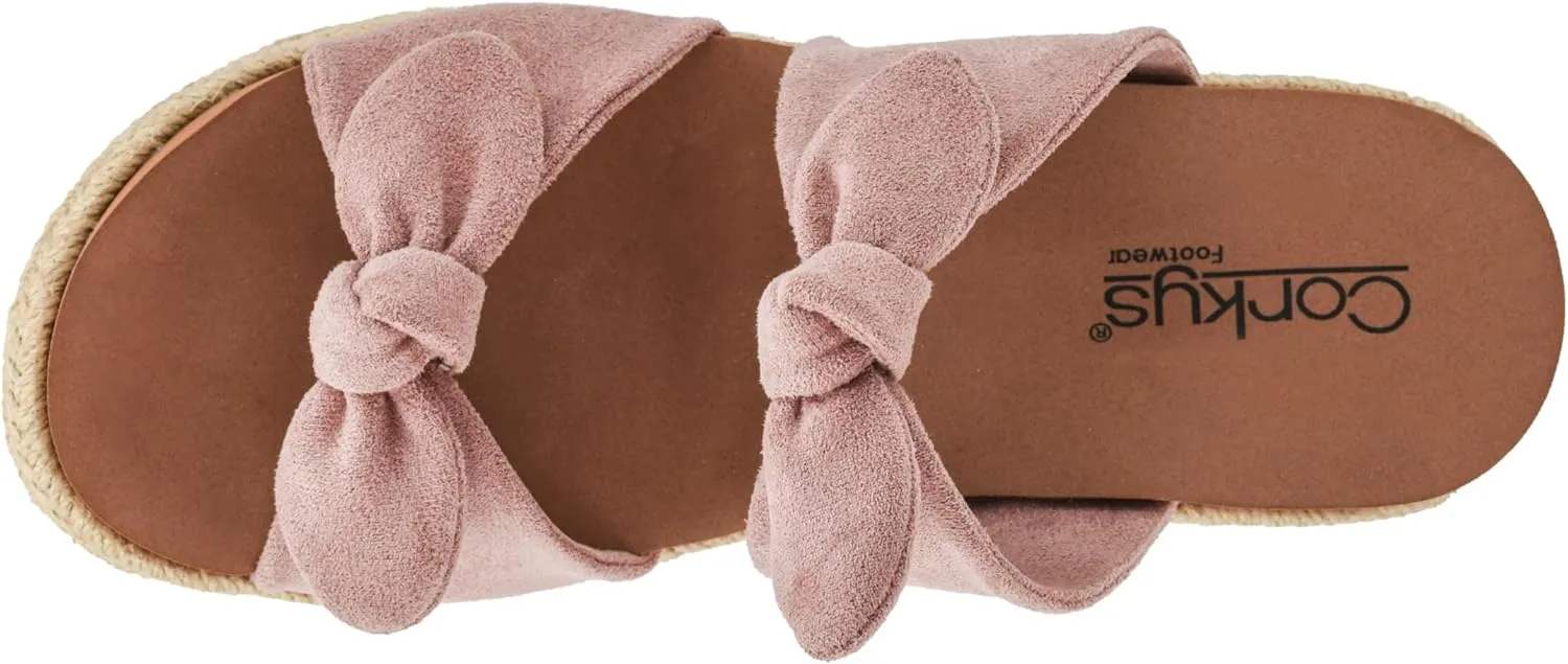 Corkys Footwear Women's Tie The Knot Wedge Sandal - 2.5 Inch Cushioned Wedge, Slip On Closure for Comfort & Style, Perfect for Casual & Dressy Outfits, All Day Wear