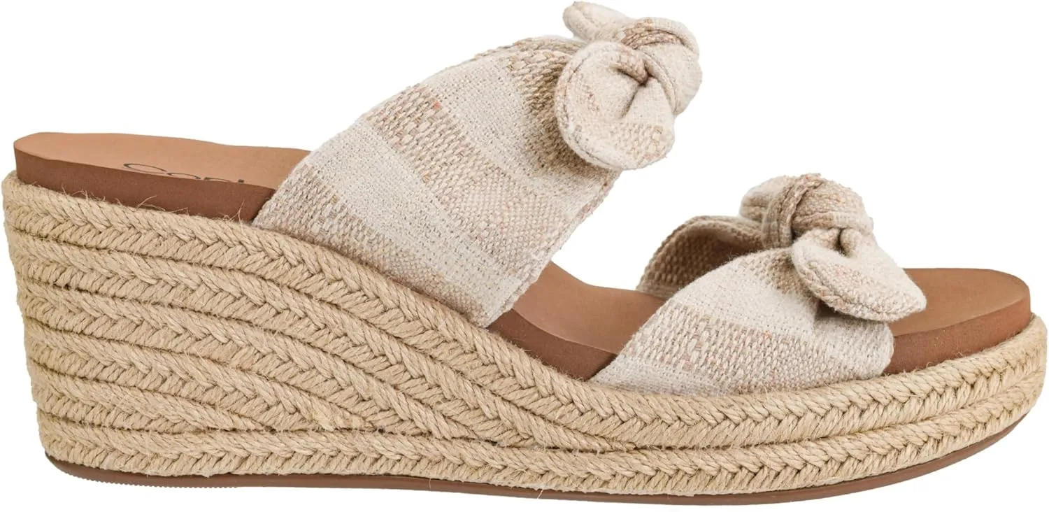 Corkys Footwear Women's Tie The Knot Wedge Sandal - 2.5 Inch Cushioned Wedge, Slip On Closure for Comfort & Style, Perfect for Casual & Dressy Outfits, All Day Wear