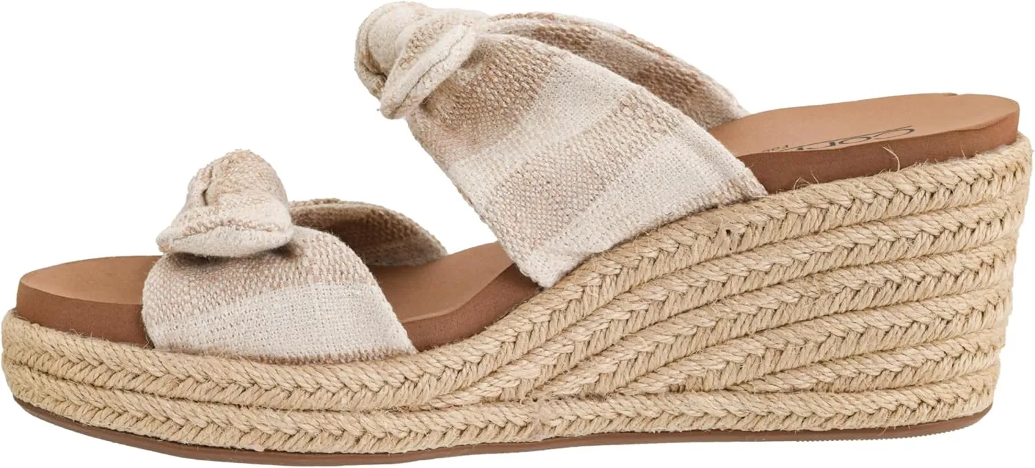 Corkys Footwear Women's Tie The Knot Wedge Sandal - 2.5 Inch Cushioned Wedge, Slip On Closure for Comfort & Style, Perfect for Casual & Dressy Outfits, All Day Wear