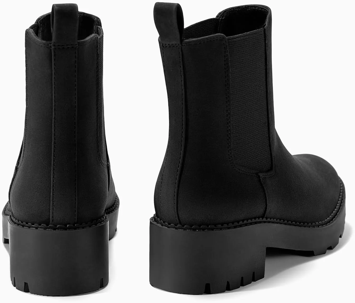 Coutgo Womens Platform Chunky Low Heel Slip on Chelsea Boots Suede Elastic Ankle Boots