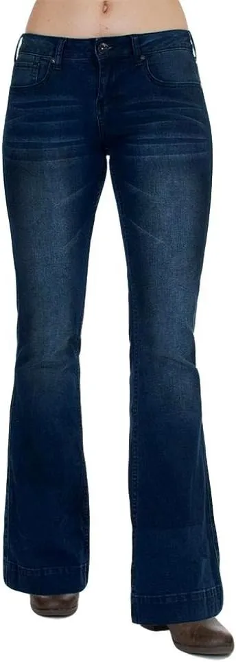 Cowgirl Tuff Women's Dark Wash Just Trousers Indigo 33 XL