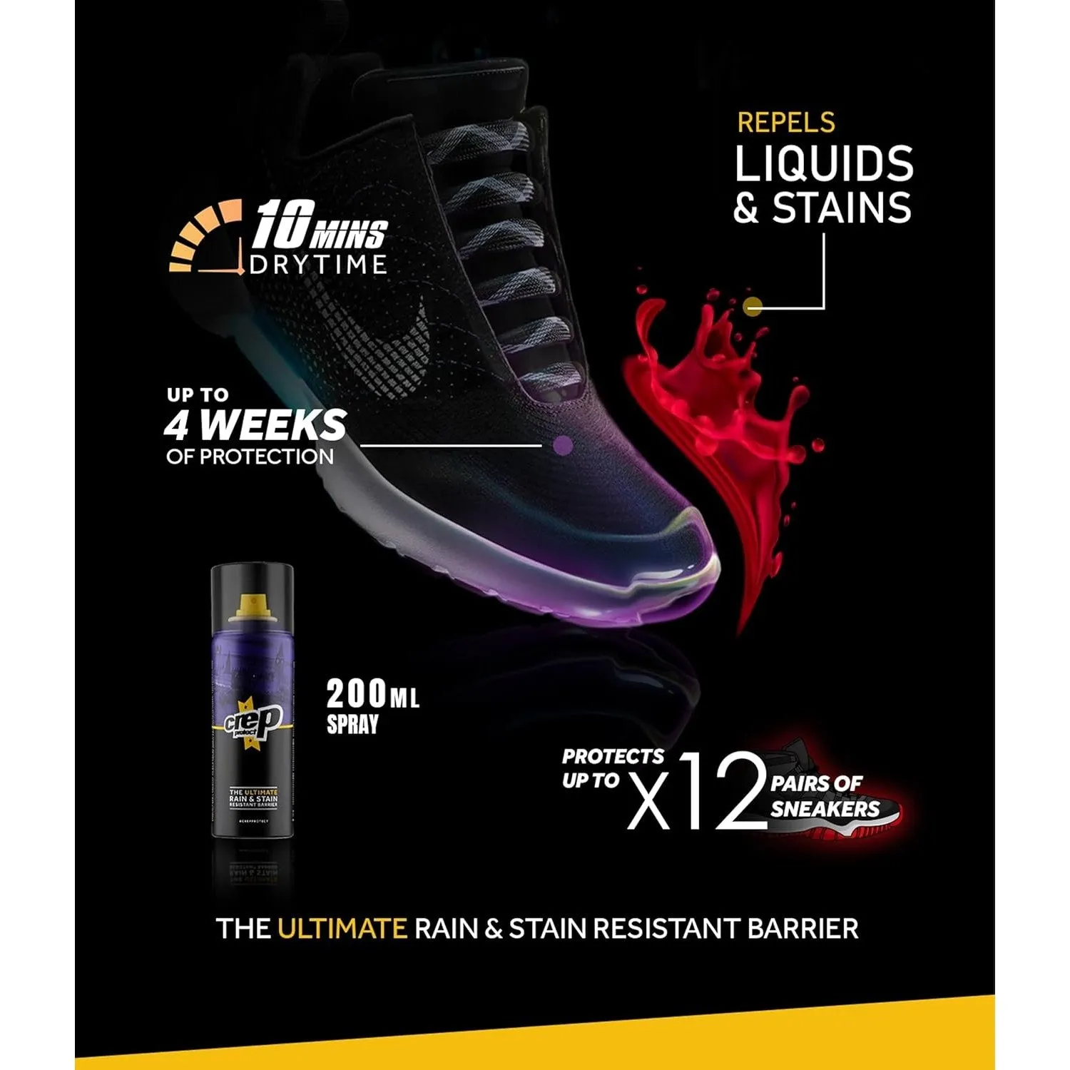 Crep Protect Shoe Protector Spray - 200ml Rain & Stain Waterproof Nano Protection for Sneaker, Leather, Nubuck, Suede & Canvas - One Size