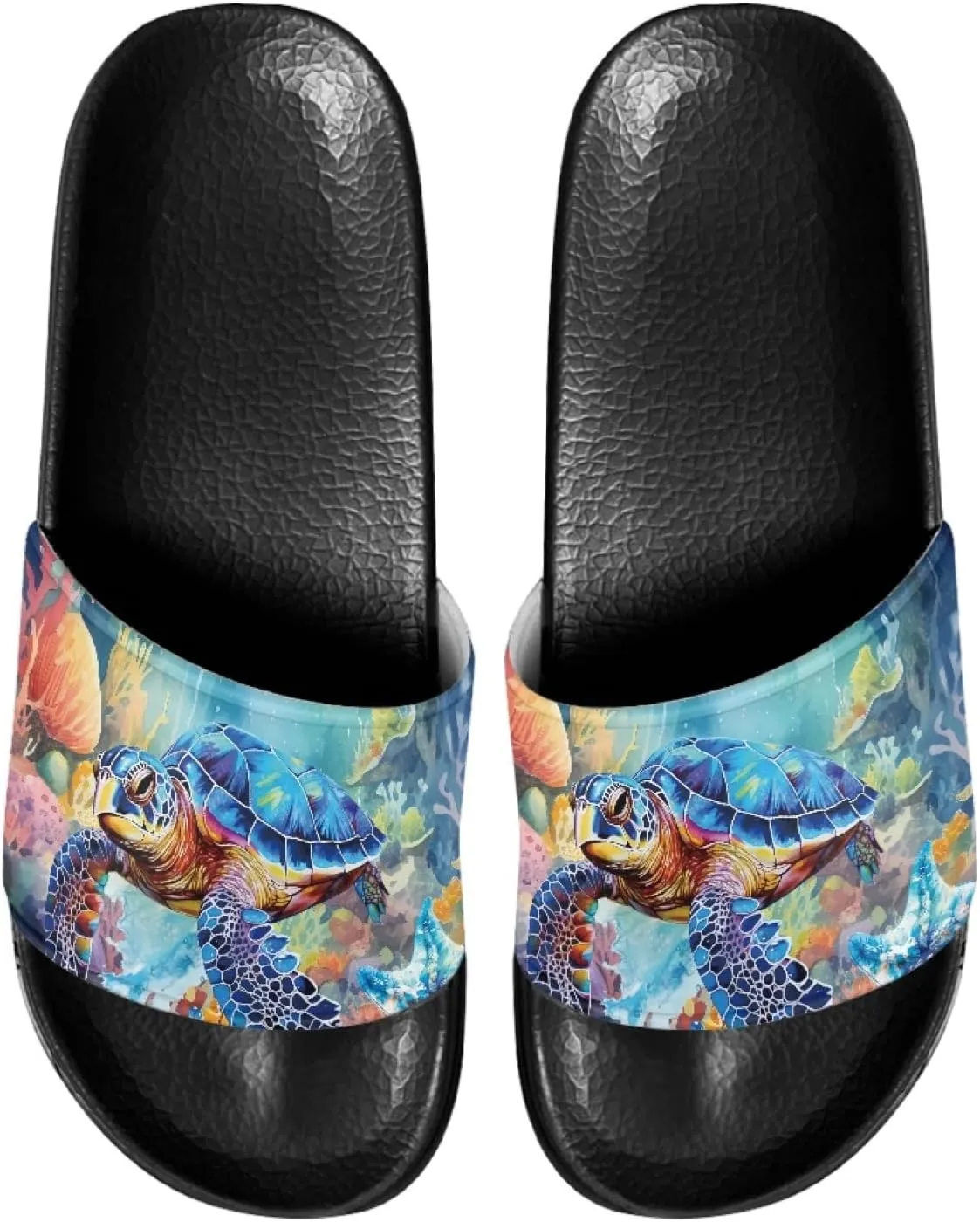 Custom Print Sliders Flat Sandals for Women Men,Open Toe Slippers Anti Skid Slip On Slide Slippers