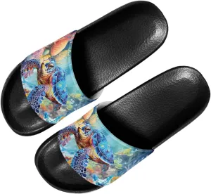 Custom Print Sliders Flat Sandals for Women Men,Open Toe Slippers Anti Skid Slip On Slide Slippers