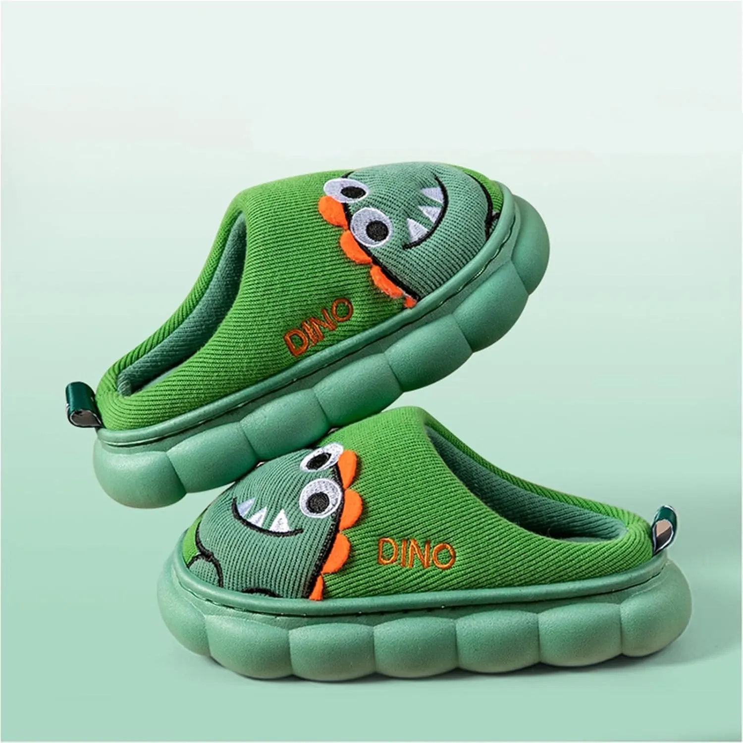 Cute House Slippers for Winter : Boys Girls Warm Cozy Cartoon Animal Slippers for Home Kids Cotton Dinosaur Slip on Memory Foam Non-Slip Indoor Shoes