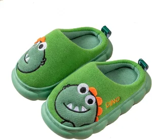 Cute House Slippers for Winter : Boys Girls Warm Cozy Cartoon Animal Slippers for Home Kids Cotton Dinosaur Slip on Memory Foam Non-Slip Indoor Shoes