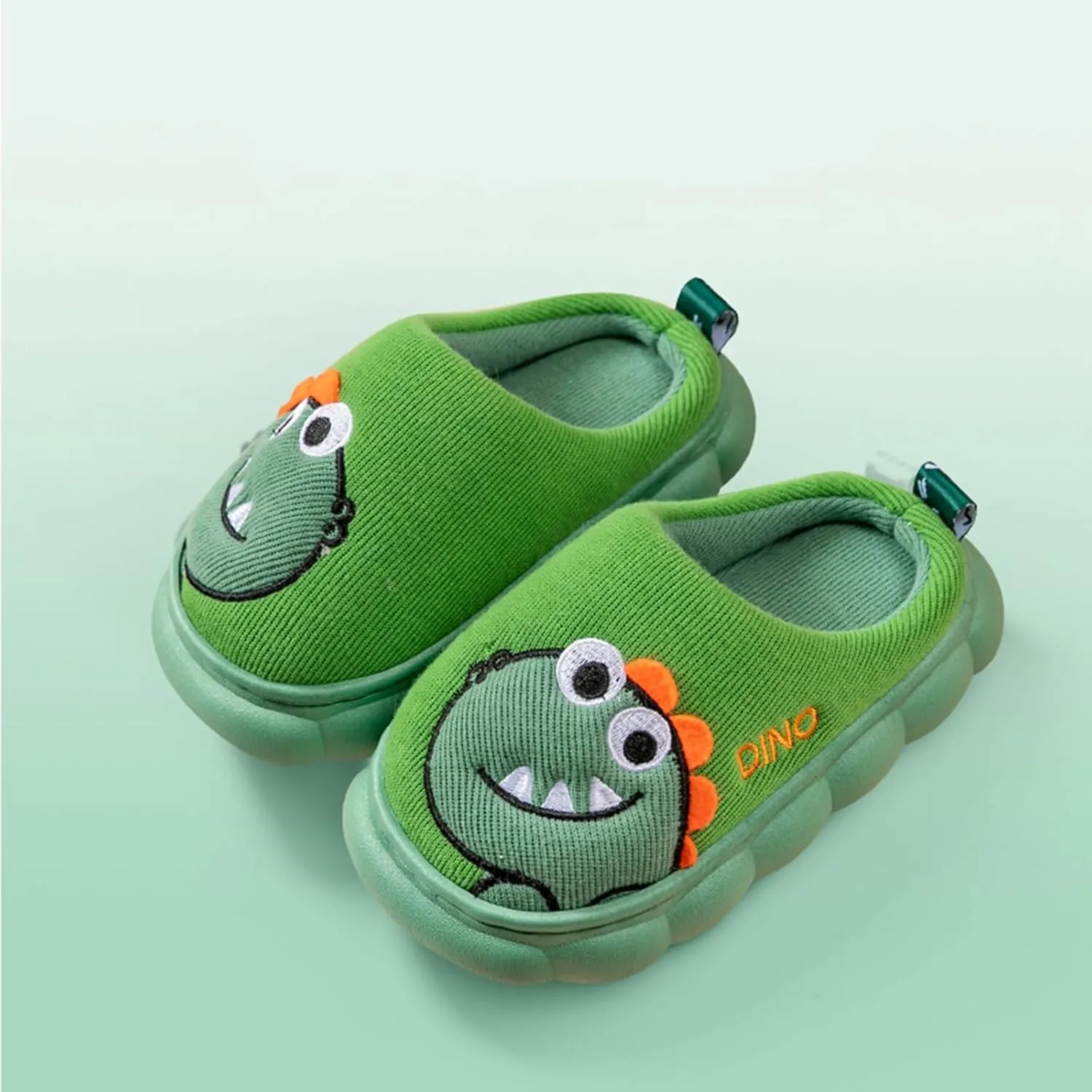 Cute House Slippers for Winter : Boys Girls Warm Cozy Cartoon Animal Slippers for Home Kids Cotton Dinosaur Slip on Memory Foam Non-Slip Indoor Shoes