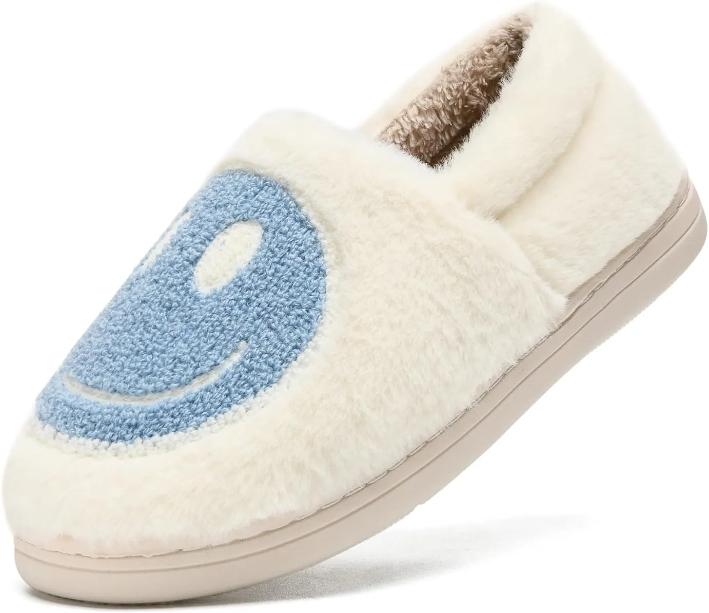 Cute Smile Face Slippers for Girls Boys,Soft Plush Non-Slip House Kids Slippers with Memory Foam Warm Cartoon Happy face Shoes for Indoor Outdoor