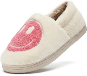 Cute Smile Face Slippers for Girls Boys,Soft Plush Non-Slip House Kids Slippers with Memory Foam Warm Cartoon Happy face Shoes for Indoor Outdoor
