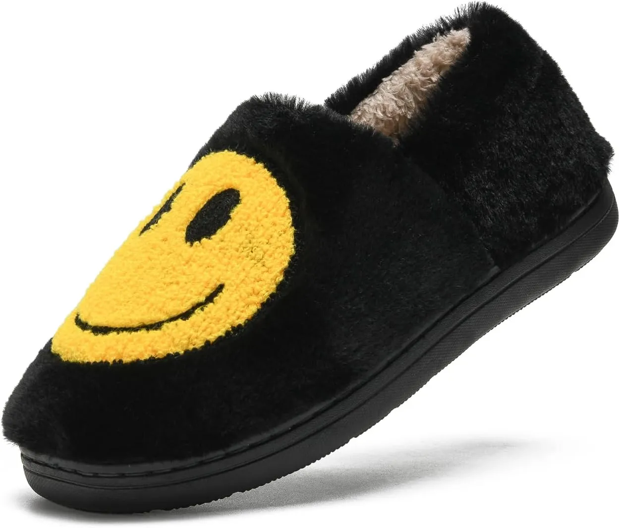 Cute Smile Face Slippers for Girls Boys,Soft Plush Non-Slip House Kids Slippers with Memory Foam Warm Cartoon Happy face Shoes for Indoor Outdoor