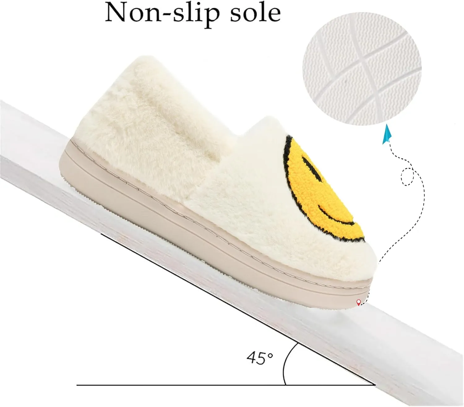Cute Smile Face Slippers for Girls Boys,Soft Plush Non-Slip House Kids Slippers with Memory Foam Warm Cartoon Happy face Shoes for Indoor Outdoor