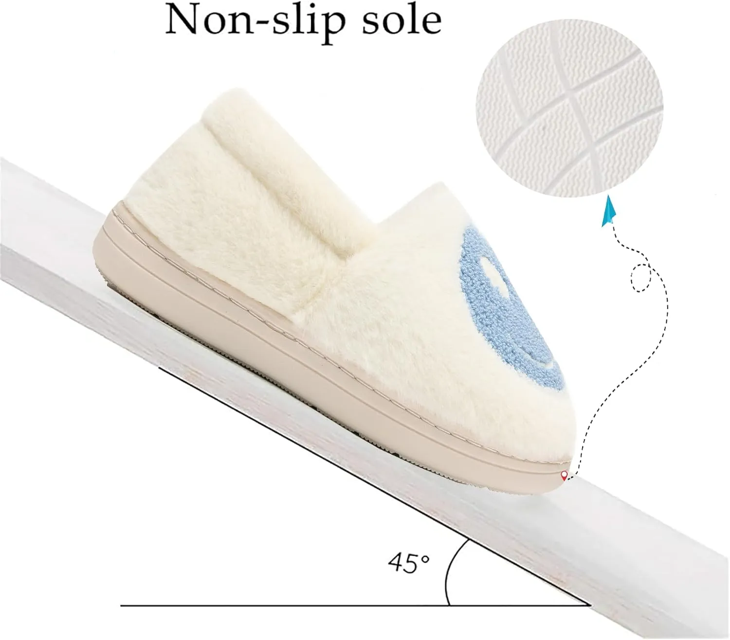 Cute Smile Face Slippers for Girls Boys,Soft Plush Non-Slip House Kids Slippers with Memory Foam Warm Cartoon Happy face Shoes for Indoor Outdoor