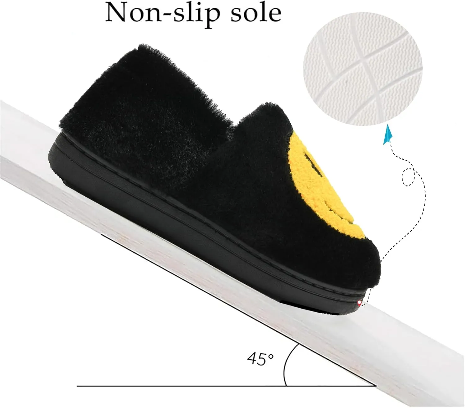 Cute Smile Face Slippers for Girls Boys,Soft Plush Non-Slip House Kids Slippers with Memory Foam Warm Cartoon Happy face Shoes for Indoor Outdoor