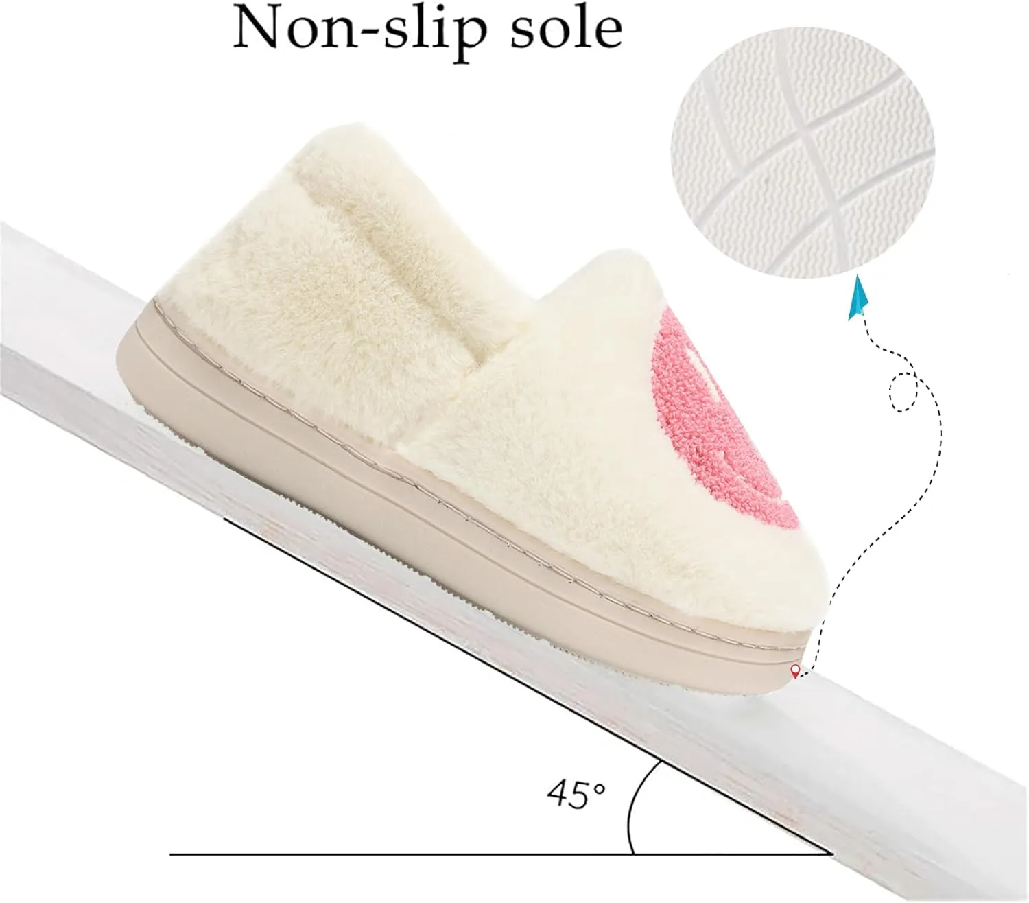 Cute Smile Face Slippers for Girls Boys,Soft Plush Non-Slip House Kids Slippers with Memory Foam Warm Cartoon Happy face Shoes for Indoor Outdoor