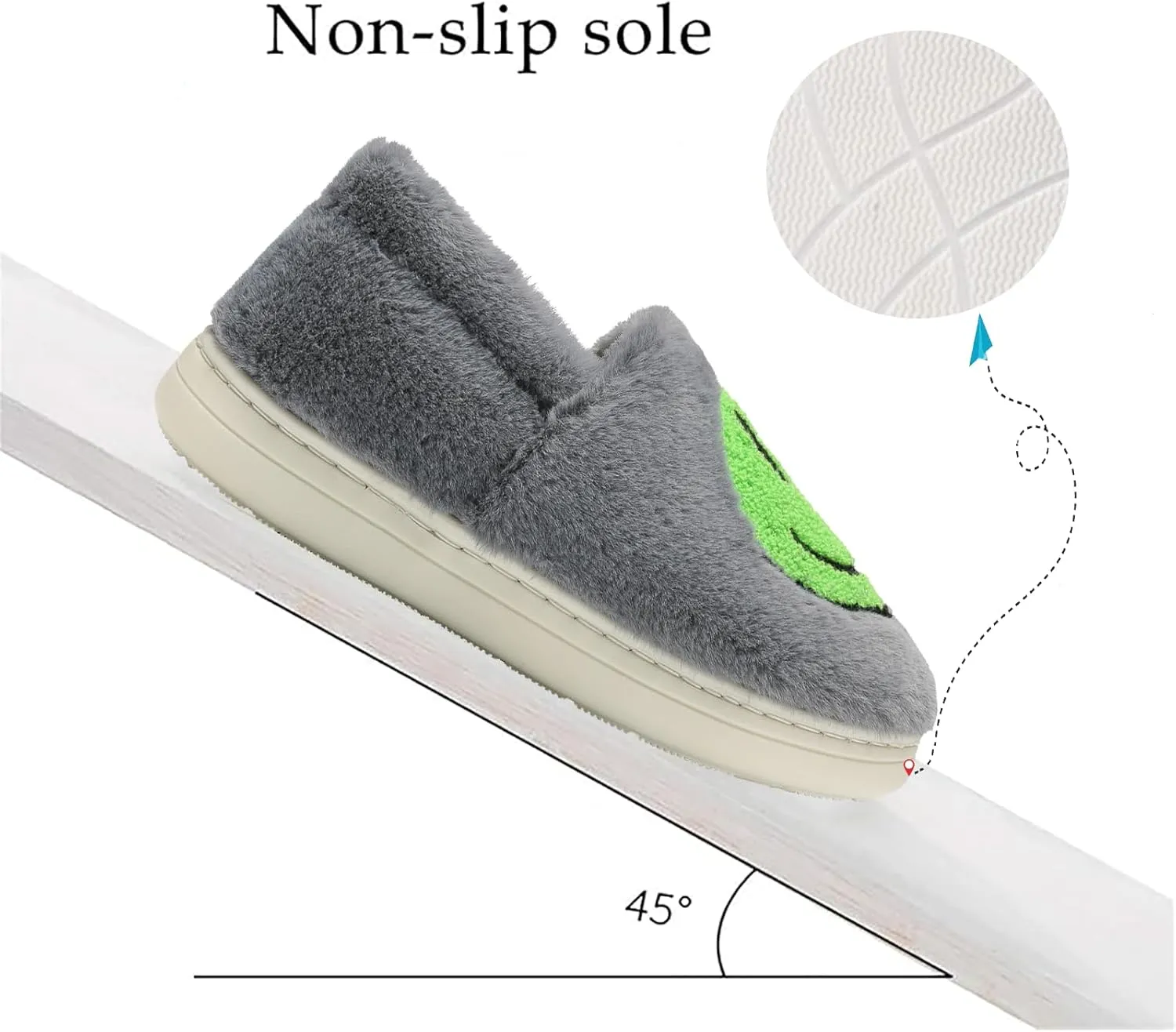 Cute Smile Face Slippers for Girls Boys,Soft Plush Non-Slip House Kids Slippers with Memory Foam Warm Cartoon Happy face Shoes for Indoor Outdoor
