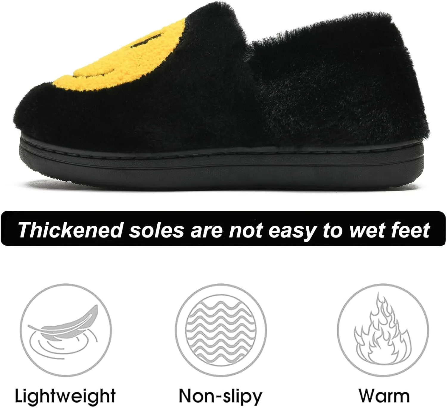 Cute Smile Face Slippers for Girls Boys,Soft Plush Non-Slip House Kids Slippers with Memory Foam Warm Cartoon Happy face Shoes for Indoor Outdoor