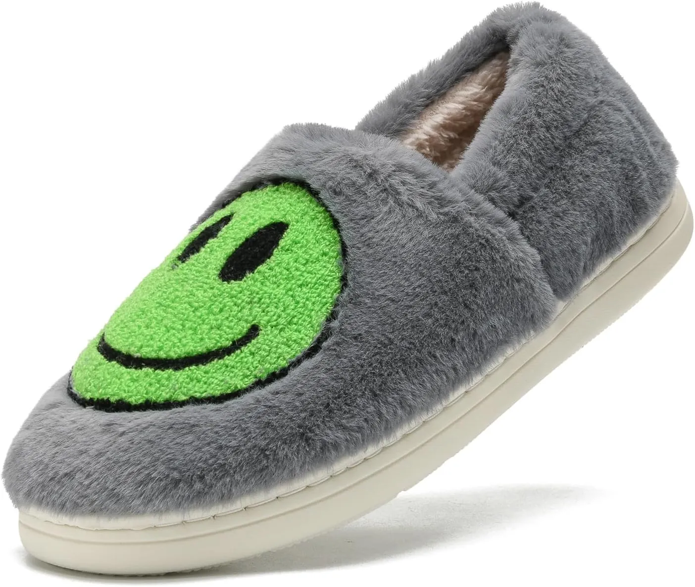 Cute Smile Face Slippers for Girls Boys,Soft Plush Non-Slip House Kids Slippers with Memory Foam Warm Cartoon Happy face Shoes for Indoor Outdoor