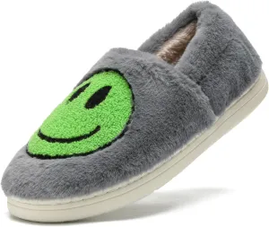 Cute Smile Face Slippers for Girls Boys,Soft Plush Non-Slip House Kids Slippers with Memory Foam Warm Cartoon Happy face Shoes for Indoor Outdoor