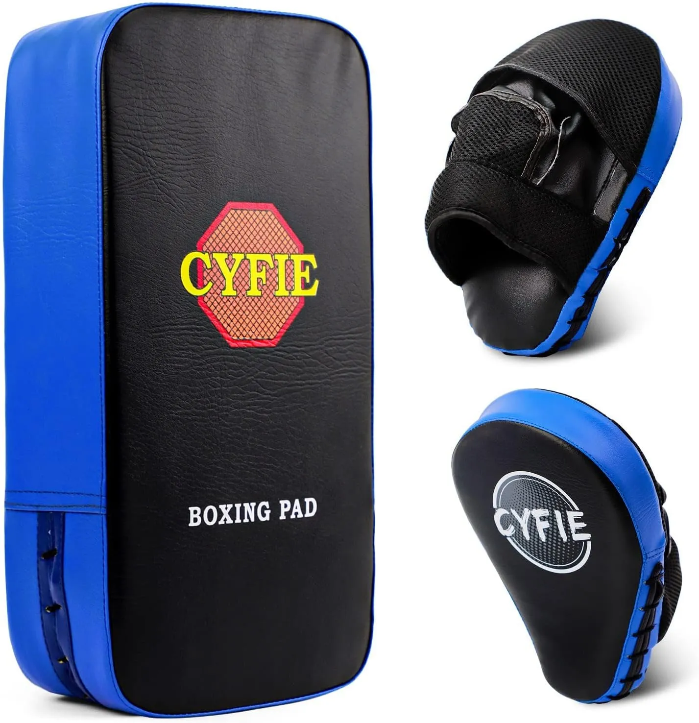 CYFIE 2 in 1 Boxing Equipment Boxing Strike Pads Punching Mitts Set, Boxing Mitts and Pads for Muay Thai, Karate, Taekwondo, Martial Arts Training at Home Gym, Karate Kick Pads for Kids, Youth, Girls