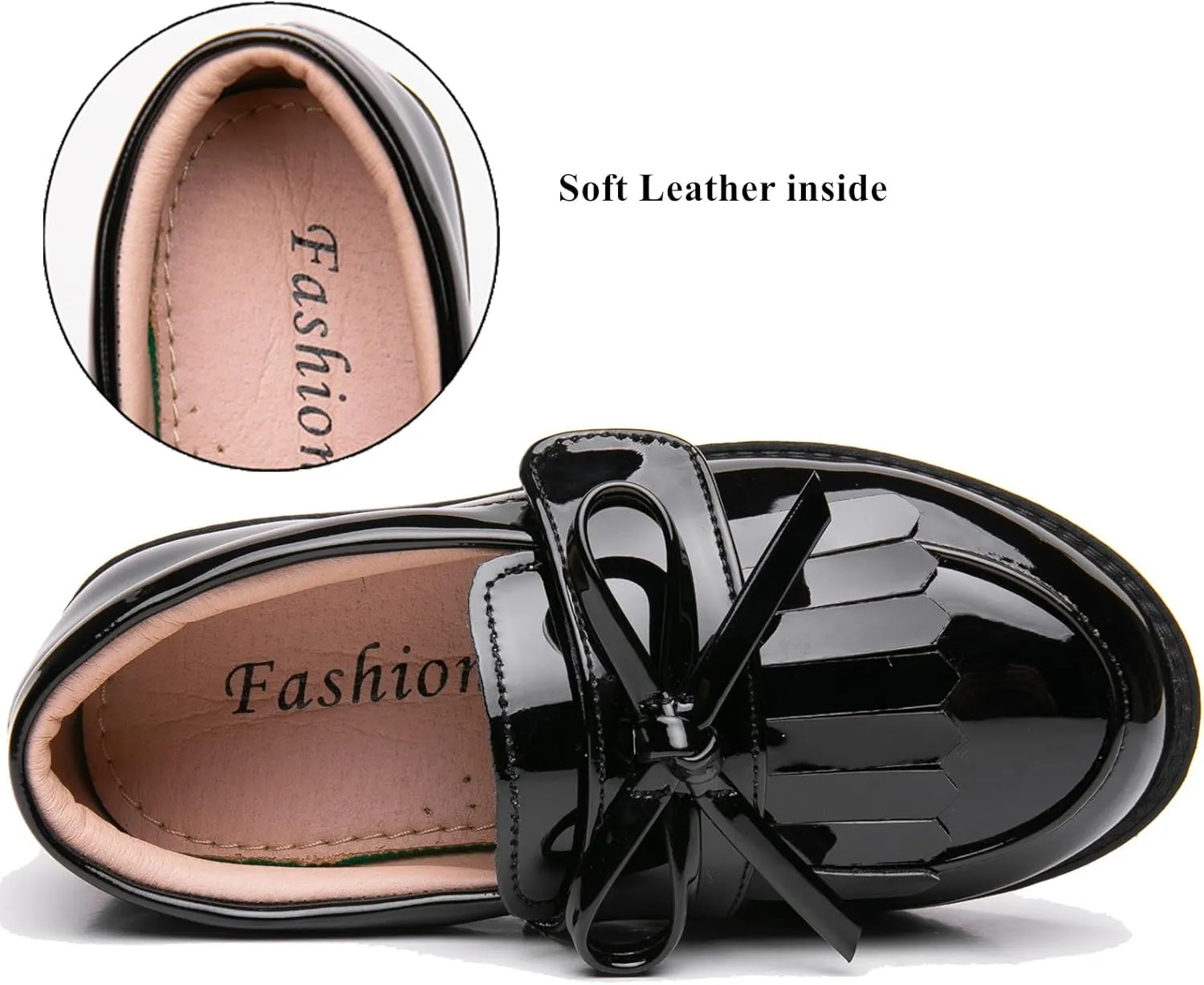 DADAWEN Girl's Loafers Slip On Tassel Oxford Shoes Flats Round Toe School Uniform Dress Shoes (Toddler/Little Kid/Big Kid)