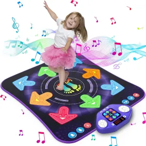 Dance Mat Toys for 3-12 Year Old Kids, Light Up 8 Buttons Dance Mats with Bluetooth, Music Dance Game Toy with 7 Game Modes, Christmas Birthday Gifts for 3 4 5 6 7 8 9 10  Year Old Girls Boys
