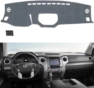 Dashboard Cover Fit for 2014-2021 Toyota Tundra Flannel Nonslip Car Dash Board Mat Sunshade No-Glare and Slip Pad Carpet Sunshield Protector - Color Grey(Without Intermediate air Outlet)